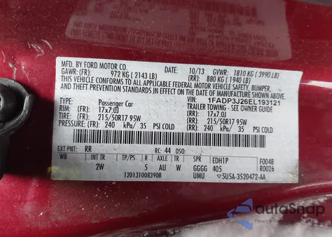 2014 Ford Focus Titanium z USA, uszkodzony, nr VIN 1FADP3J26EL193121